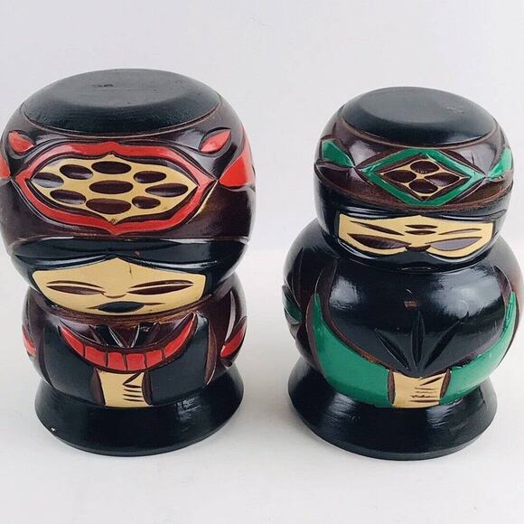 2 Japan Carved Wood Wooden Carving Statue Figurine Large Style Asian Tiki Post - Picture 1 of 12